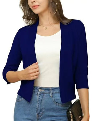 Women's Cropped Cardigan Open-Front 3/4 Sleeve Stylish Layering Casual