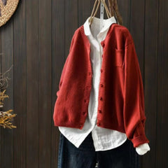 Women's Oversized Knit Cardigan Sweater Button-Front Relaxed Fit Layering