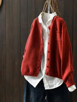 Women's Oversized Knit Cardigan Sweater Button-Front Relaxed Fit Layering