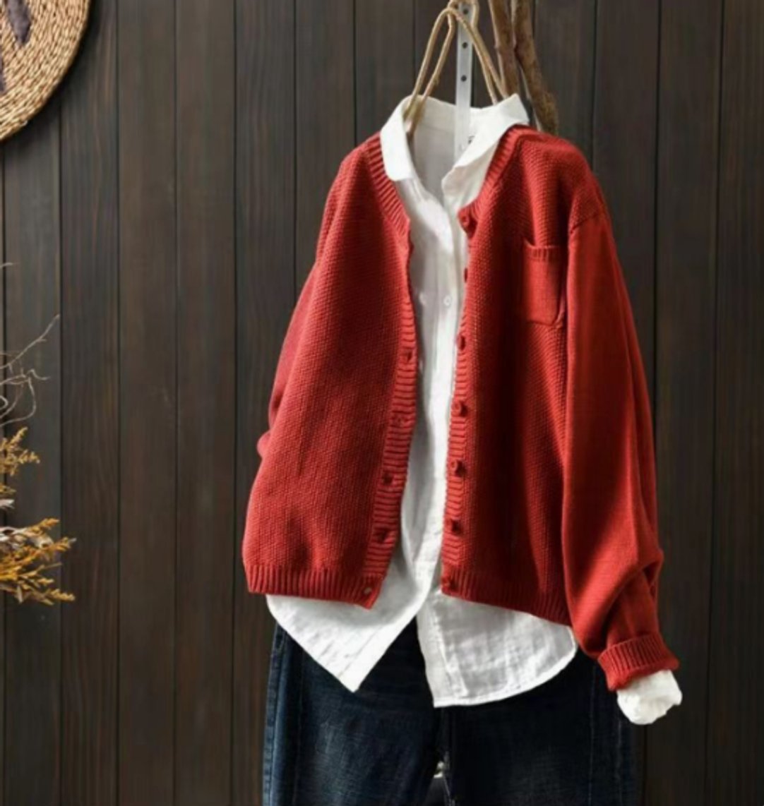 Women's Oversized Knit Cardigan Sweater Button-Front Relaxed Fit Layering