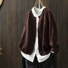 Women's Oversized Knit Cardigan Sweater Button-Front Relaxed Fit Layering
