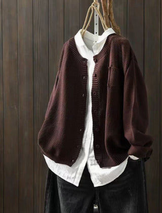 Women's Oversized Knit Cardigan Sweater Button-Front Relaxed Fit Layering