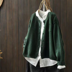 Women's Oversized Knit Cardigan Sweater Button-Front Relaxed Fit Layering