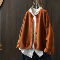 Women's Oversized Knit Cardigan Sweater Button-Front Relaxed Fit Layering
