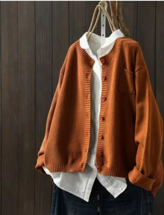 Women's Oversized Knit Cardigan Sweater Button-Front Relaxed Fit Layering