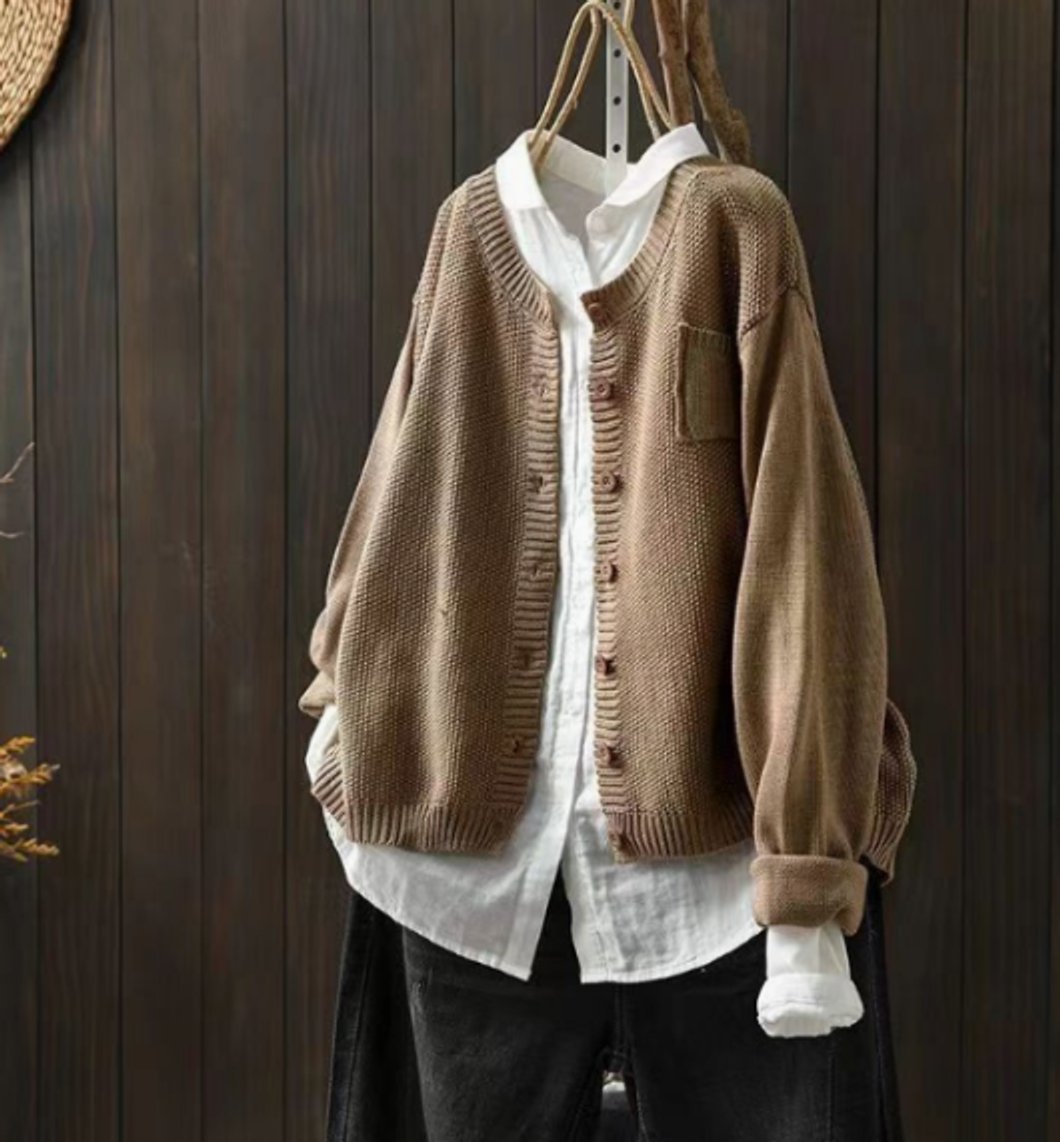Women's Oversized Knit Cardigan Sweater Button-Front Relaxed Fit Layering