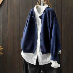 Women's Oversized Knit Cardigan Sweater Button-Front Relaxed Fit Layering