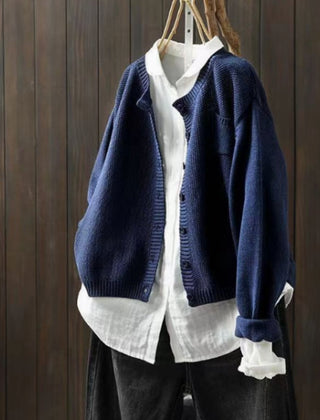 Women's Oversized Knit Cardigan Sweater Button-Front Relaxed Fit Layering