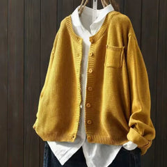 Women's Oversized Knit Cardigan Sweater Button-Front Relaxed Fit Layering