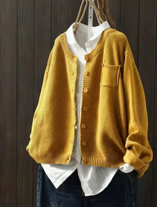 Women's Oversized Knit Cardigan Sweater Button-Front Relaxed Fit Layering