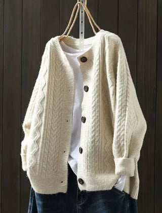 Women's Oversized Cable-Knit Cardigan Sweater Button-Down Cozy Layering