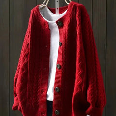 Women's Oversized Cable-Knit Cardigan Sweater Button-Down Cozy Layering