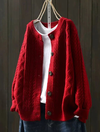 Women's Oversized Cable-Knit Cardigan Sweater Button-Down Cozy Layering