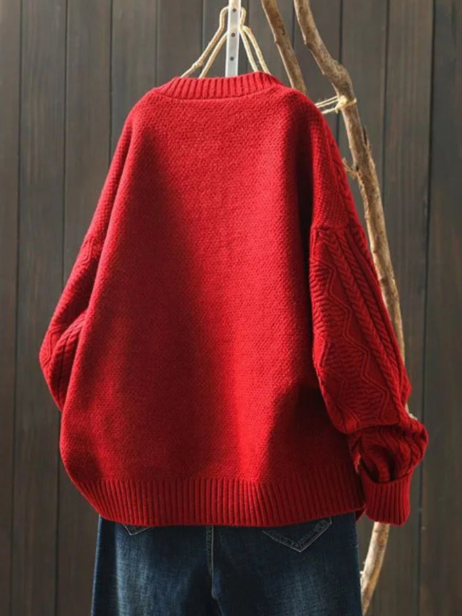 Women's Oversized Cable-Knit Cardigan Sweater Button-Down Cozy Layering