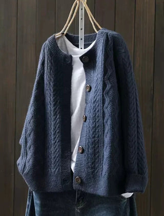 Women's Oversized Cable-Knit Cardigan Sweater Button-Down Cozy Layering