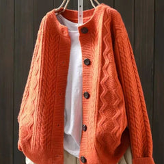 Women's Oversized Cable-Knit Cardigan Sweater Button-Down Cozy Layering