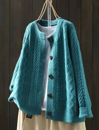Women's Oversized Cable-Knit Cardigan Sweater Button-Down Cozy Layering