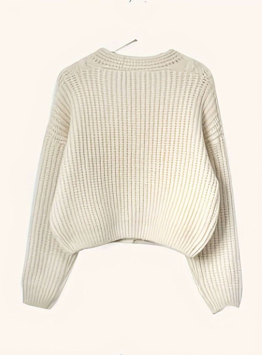 Women's Oversized Cable-Knit Cardigan Button-Front Cozy Layering Casual