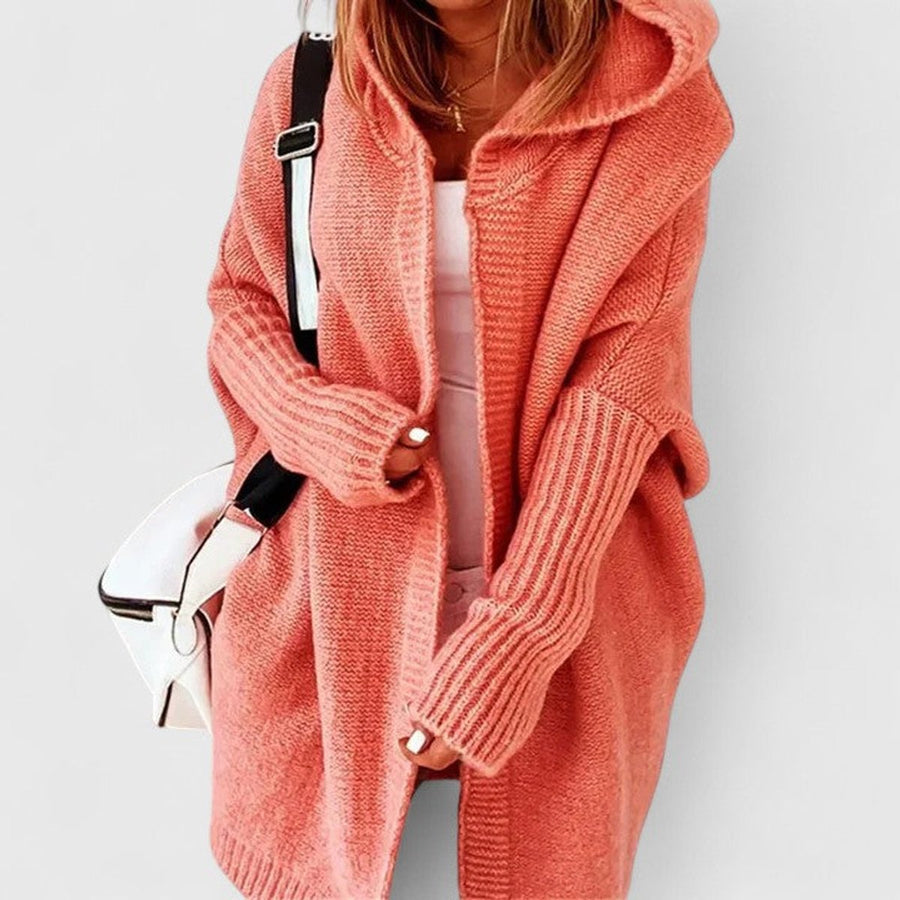 Women's Oversized Knit Cardigan Hooded Open-Front Relaxed Casual Layering