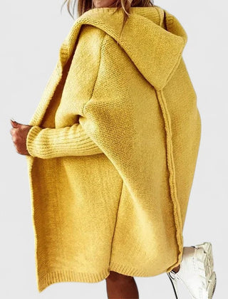 Women's Oversized Knit Cardigan Hooded Open-Front Relaxed Casual Layering