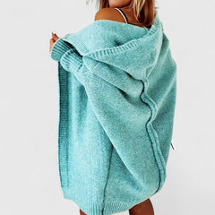 Women's Oversized Knit Cardigan Hooded Open-Front Relaxed Casual Layering