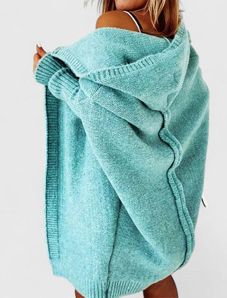 Women's Oversized Knit Cardigan Hooded Open-Front Relaxed Casual Layering