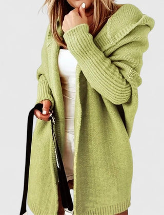 Women's Oversized Knit Cardigan Hooded Open-Front Relaxed Casual Layering