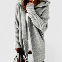Women's Oversized Knit Cardigan Hooded Open-Front Relaxed Casual Layering