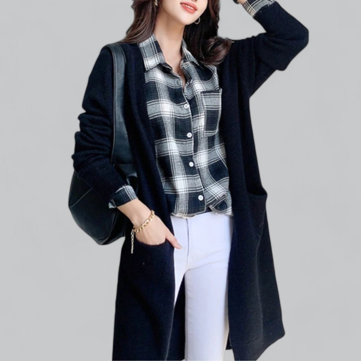 Women's Oversized Knit Cardigan Open-Front Long Sleeve Relaxed Casual