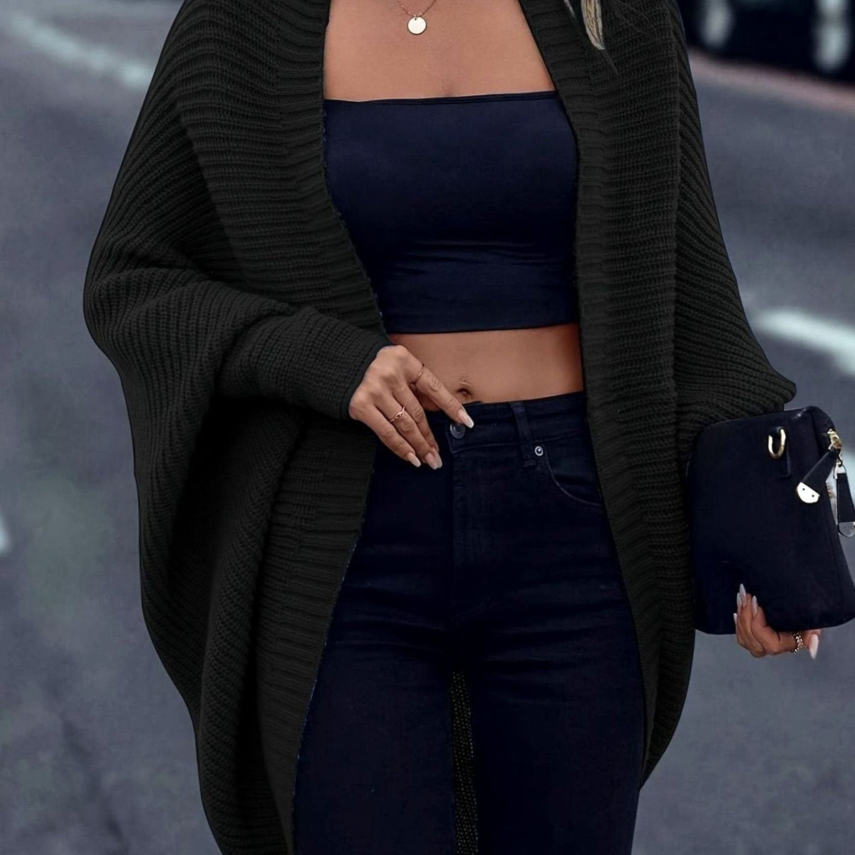 Women's Oversized Longline Cardigan Open-Front Knit Casual Layering