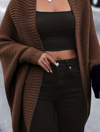 Women's Oversized Longline Cardigan Open-Front Knit Casual Layering