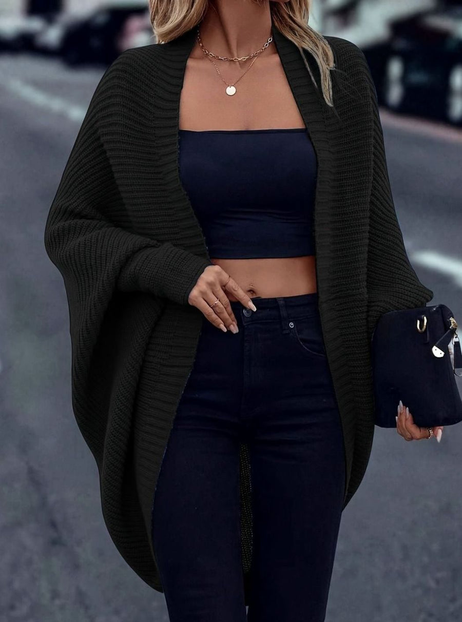 Women's Oversized Longline Cardigan Open-Front Knit Casual Layering