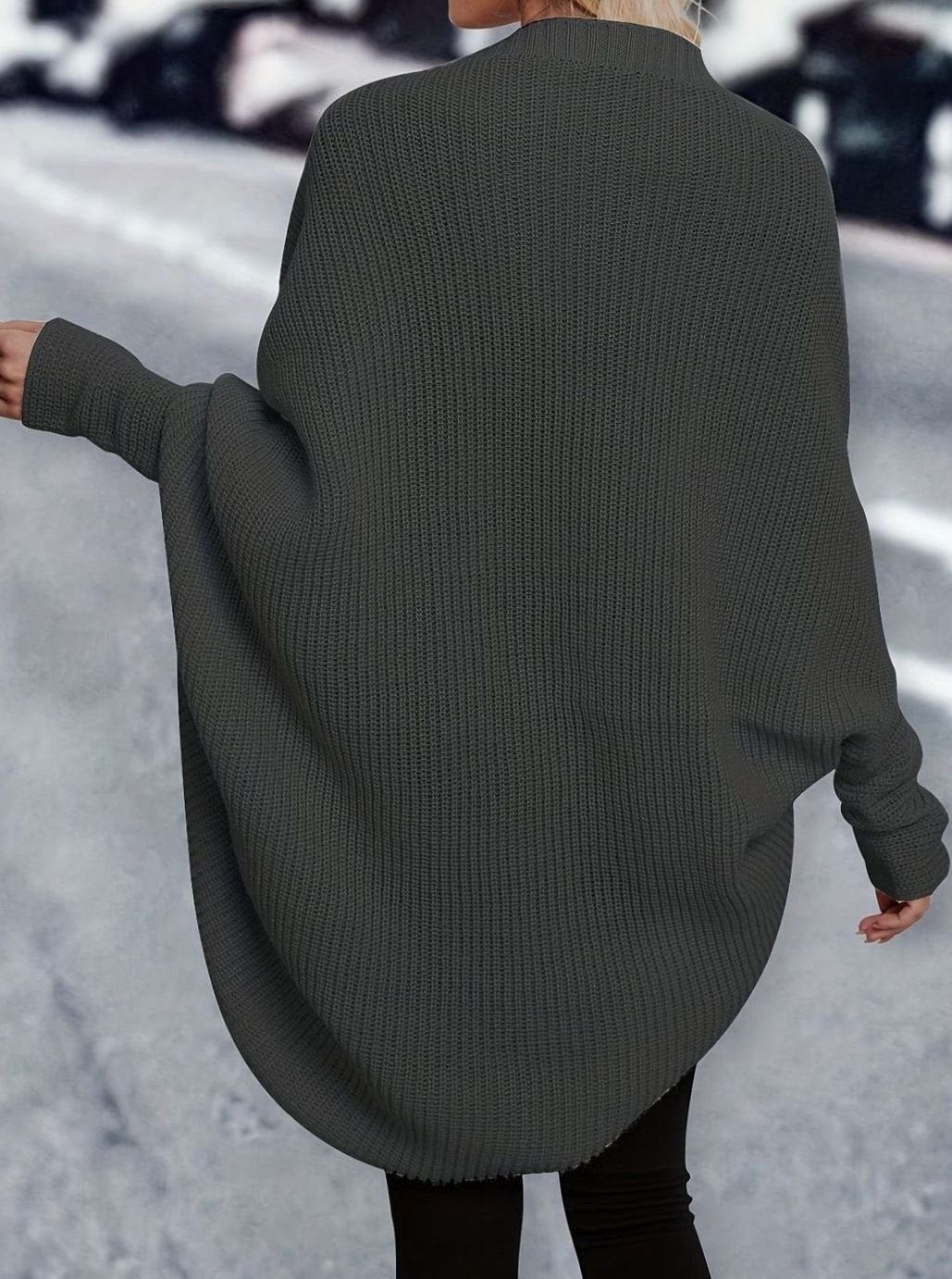 Women's Oversized Longline Cardigan Open-Front Knit Casual Layering