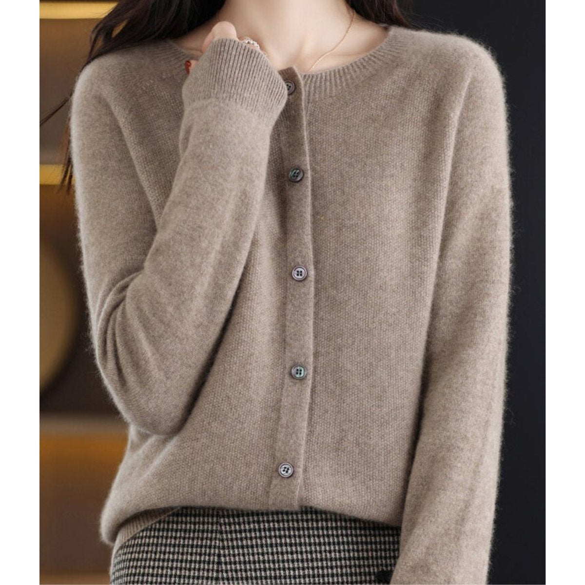 Women's Oversized Button-Front Knit Cardigan Relaxed Fit Long Sleeve Casual