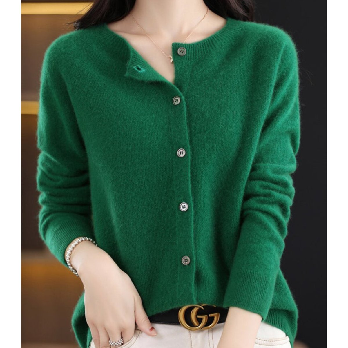 Women's Oversized Button-Front Knit Cardigan Relaxed Fit Long Sleeve Casual