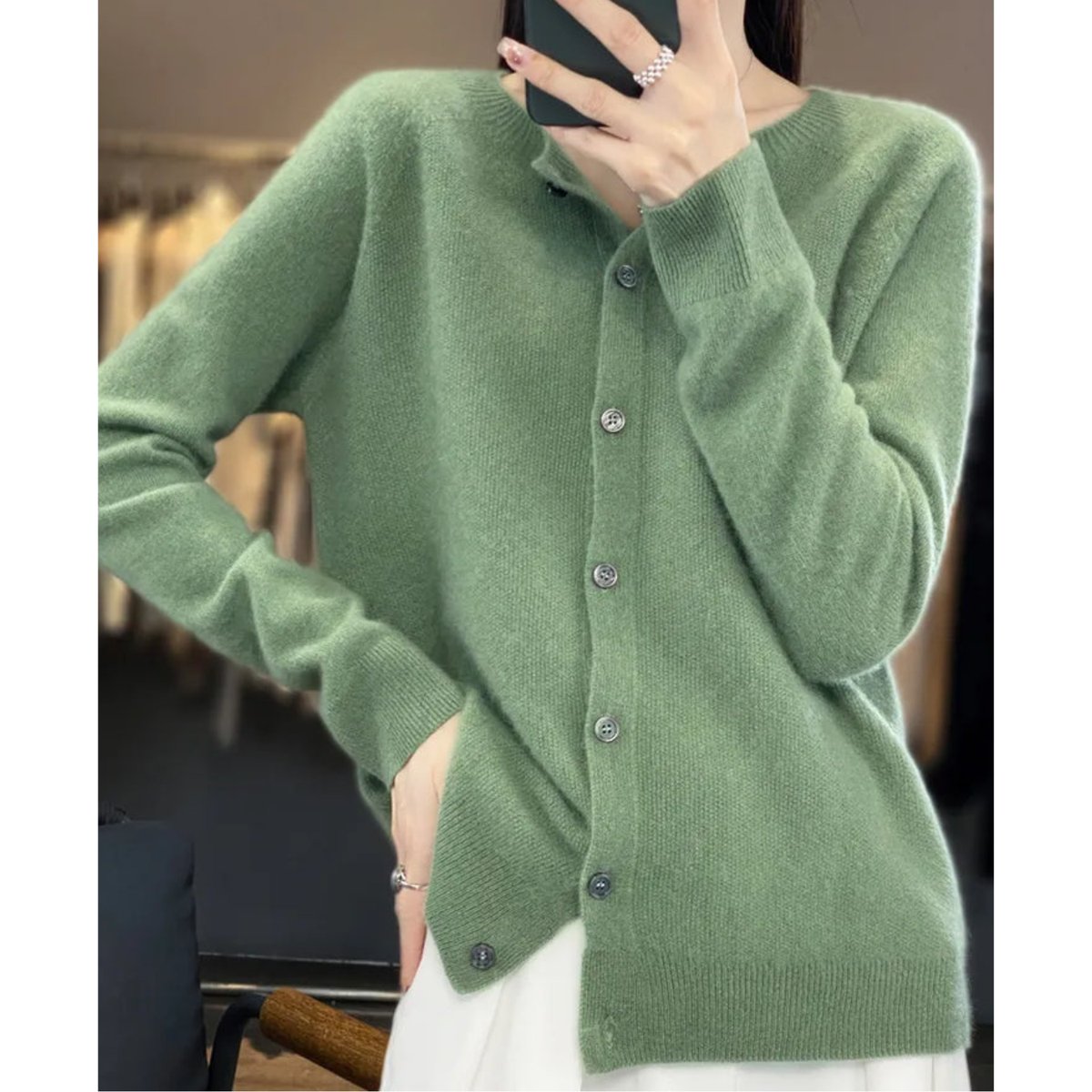 Women's Oversized Button-Front Knit Cardigan Relaxed Fit Long Sleeve Casual