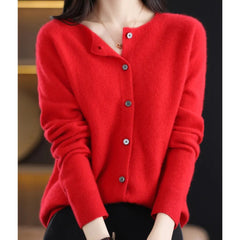 Women's Oversized Button-Front Knit Cardigan Relaxed Fit Long Sleeve Casual