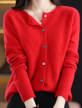 Women's Oversized Button-Front Knit Cardigan Relaxed Fit Long Sleeve Casual