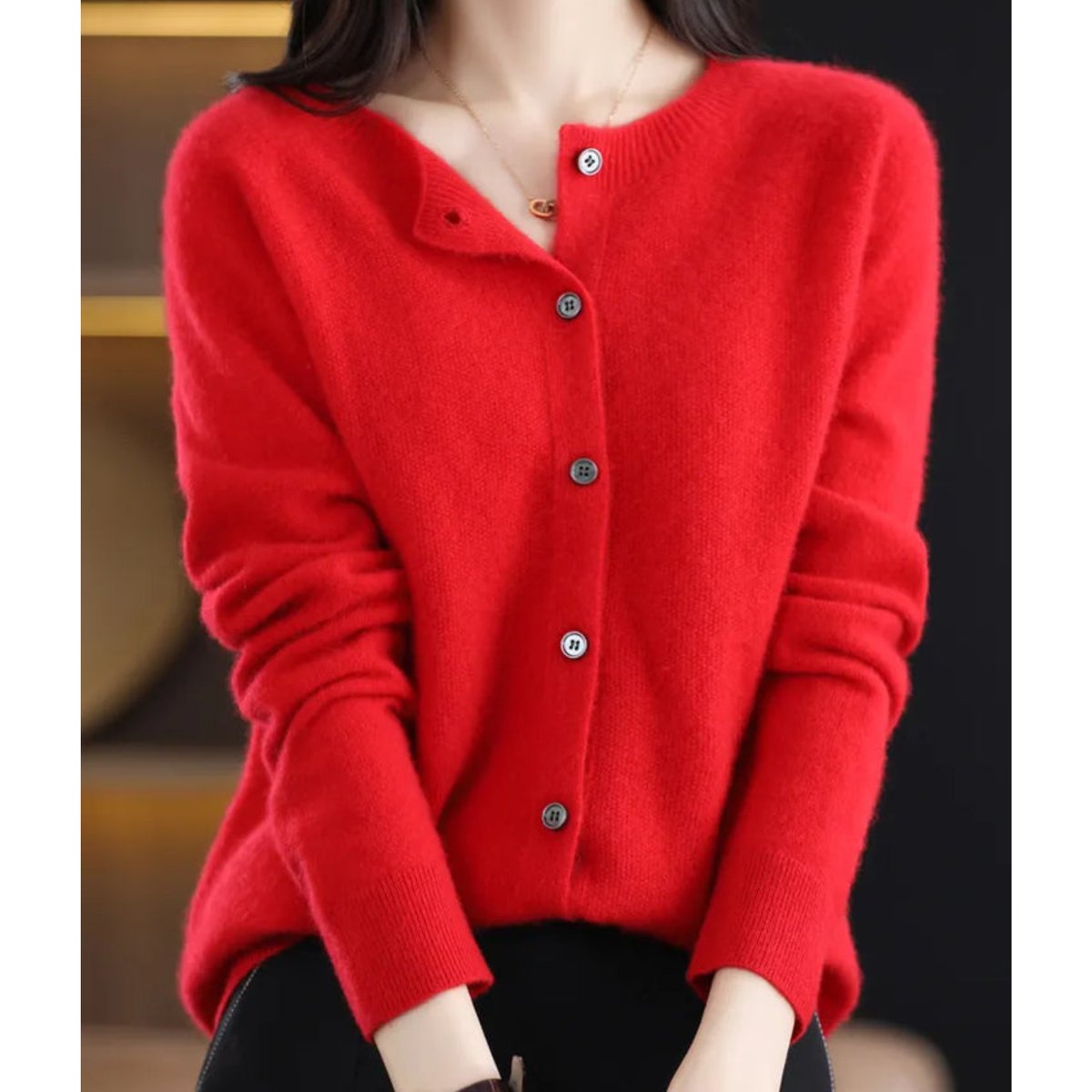 Women's Oversized Button-Front Knit Cardigan Relaxed Fit Long Sleeve Casual