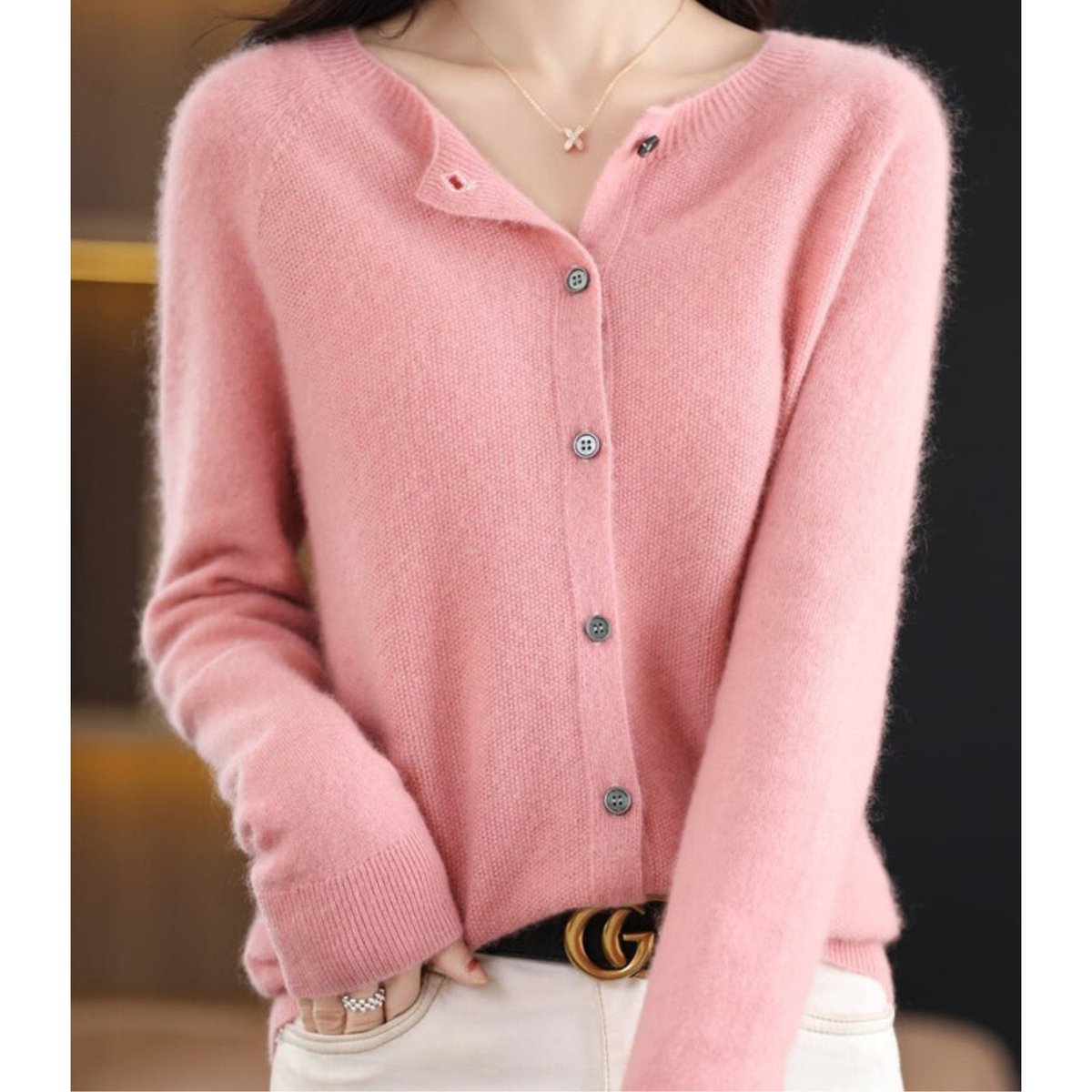 Women's Oversized Button-Front Knit Cardigan Relaxed Fit Long Sleeve Casual