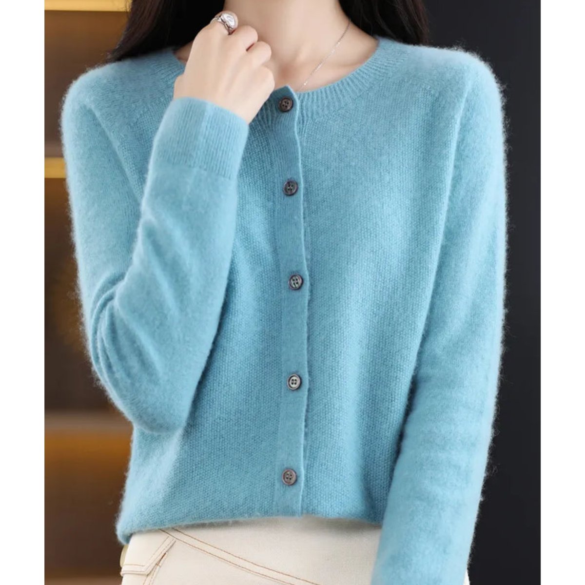 Women's Oversized Button-Front Knit Cardigan Relaxed Fit Long Sleeve Casual