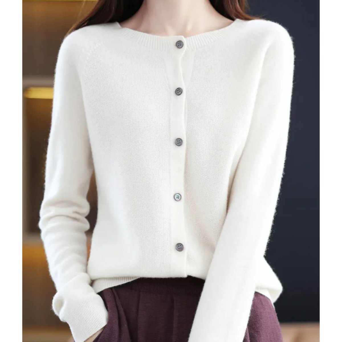 Women's Oversized Button-Front Knit Cardigan Relaxed Fit Long Sleeve Casual