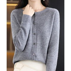 Women's Oversized Button-Front Knit Cardigan Relaxed Fit Long Sleeve Casual