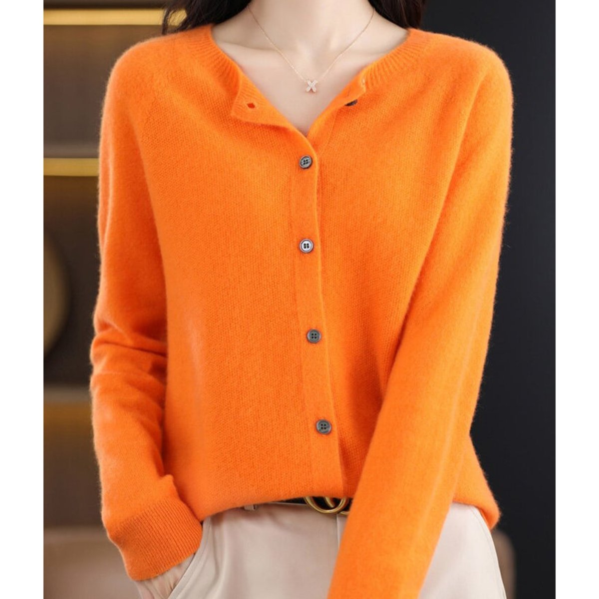 Women's Oversized Button-Front Knit Cardigan Relaxed Fit Long Sleeve Casual