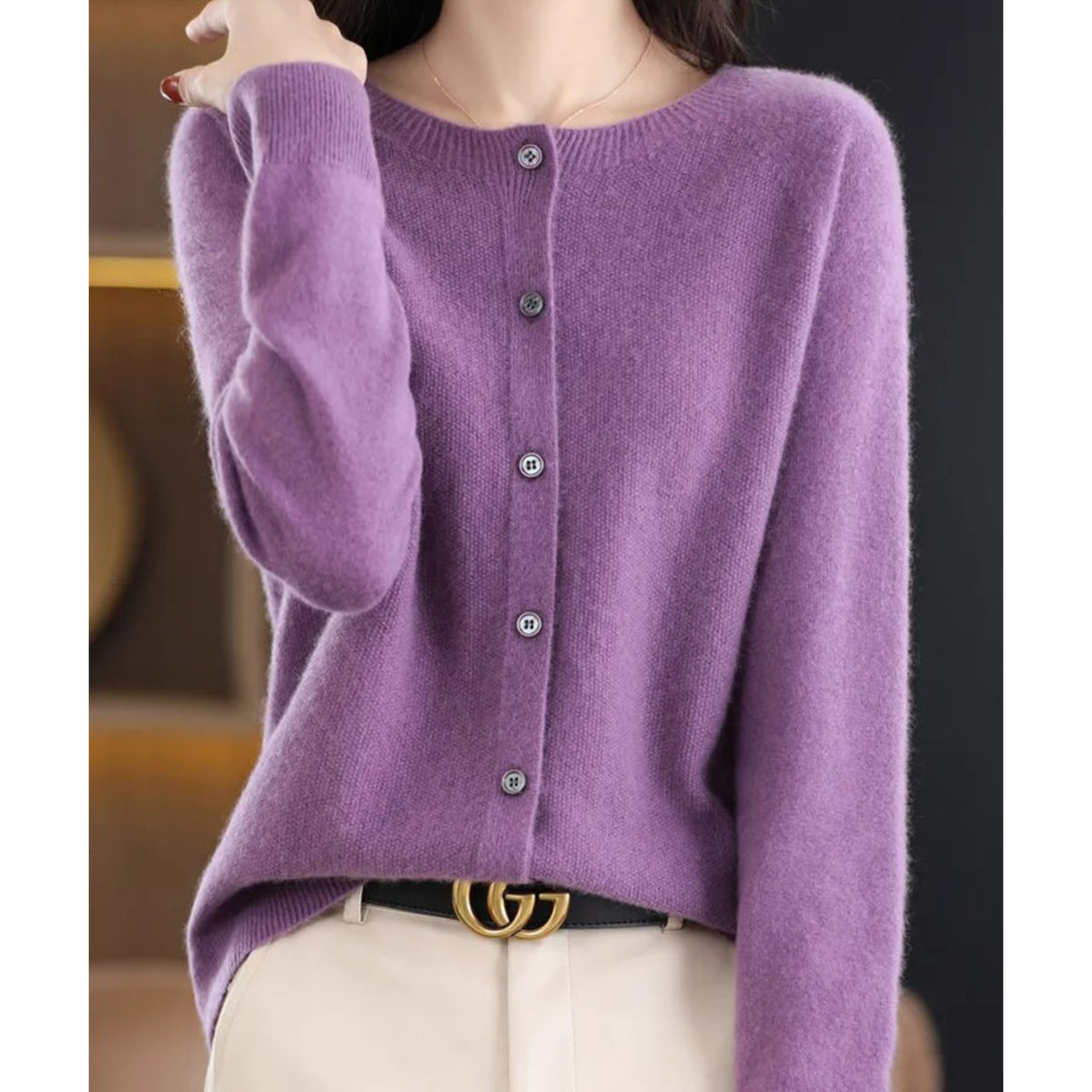 Women's Oversized Button-Front Knit Cardigan Relaxed Fit Long Sleeve Casual