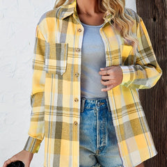 Women's Oversized Flannel Cardigan Open-Front Plaid Layering Casual