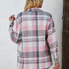 Women's Oversized Flannel Cardigan Open-Front Plaid Layering Casual