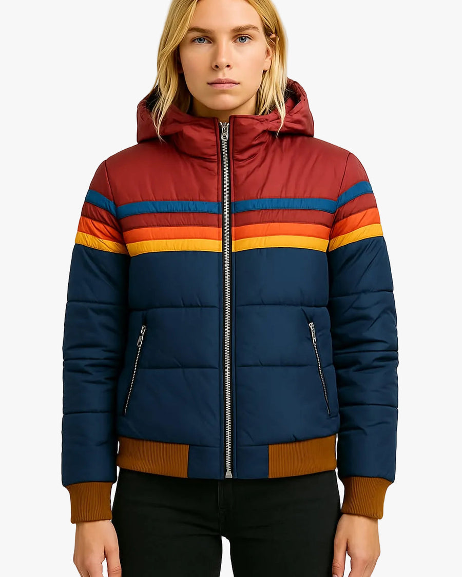 Women's Quilted Puffer Jacket Stylish Design Zipper Closure Warm Layering