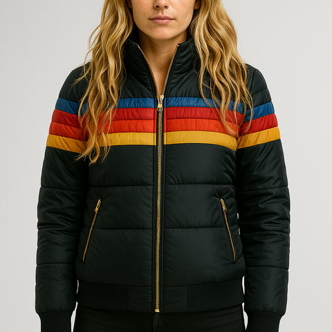 Women's Quilted Puffer Jacket Stylish Design Zipper Closure Warm Layering