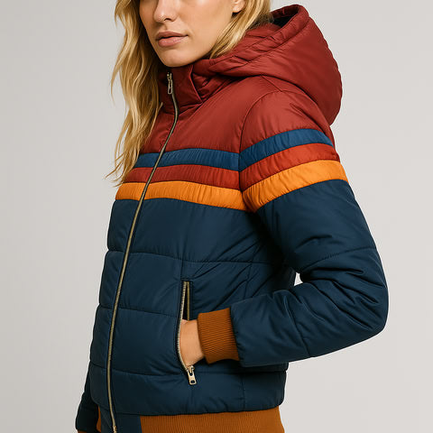 Women's Quilted Puffer Jacket Stylish Design Zipper Closure Warm Layering